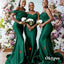 Sexy Mismatched Dark Green Soft Satin Mermaid Floor Length Bridesmaid Dresses, BDS0303