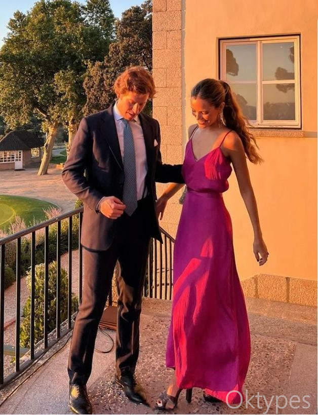 Simple Rose Pink Spaghetti Strap Empire Floor-Length Women Prom Dresses PDS1242