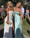 Simple Satin Sky-Blue Spaghetti Strap Floor-Length Prom Dresses PDS1180