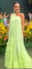 Lemon Beautiful One Shoulder A-Line Flower Floor-Length Women Prom Dresses PDS1240