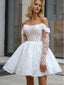 Alluring White Word Shoulder Appliqued Flower A-Line Mini Dresses Homecoming Dresses, PDS0588