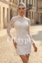 High Neck Short Bridal Dress - Vintage Inspired Lace Wedding Gown