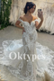 Off-the-Shoulder Satin Wedding Dresses Bow Back Bridal Gown with Train