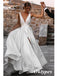Elegant Spaghetti Straps Deep V-Neck Sleeveless A-Line Long Wedding Dresses With Split,WDS0142