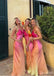 Charming V-Neck Spaghetti Strap Mismatched Colorful Pink Floor-Length Prom Dresses PDS1152