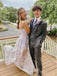 See Through Appliqued Square White Floor-Length Prom Dresses PDS1100