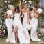 Mismatched Off-White Spaghetti Strap Cowl Long Bridesmaid Dresses Online, BDS0351