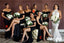Mismatched Black Soft Satin Sleeveless Mermaid Floor Length Bridesmaid Dresses With Split, BDS0328