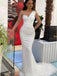 Sexy White One Shoulder Beaded Mermaid Floor-Length Prom Dresses PDS1156