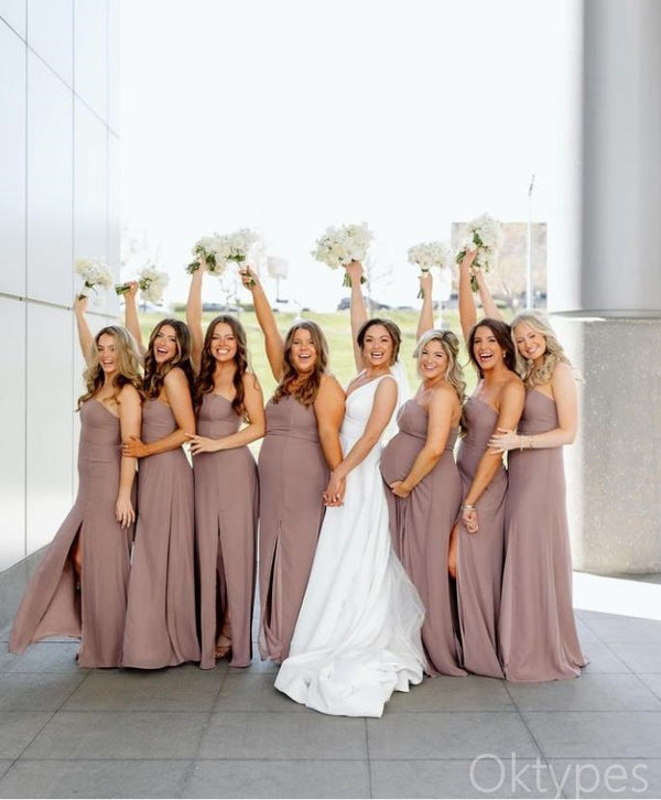 Sexy Brown Women Side Slit Mermaid Bridesmaid Dresses Online, BDS0374 Oktypes Sexy Brown Women Side Slit Mermaid Bridesmaid Dresses Online, BDS0374 Oktypes