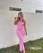 Sexy Pink Spaghetti Straps Sleeveless Mermaid Long Prom Dresses, PDS1043