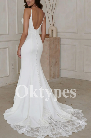 Sleek Satin Bridal Gown Modern Cowl Neck Silhouette with Floral Lace Train
