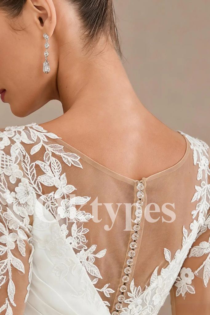 Elegant Lace Wedding Jumpsuit Chic Bridal Outfit with Flowy Chiffon Pants