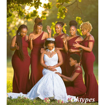 Sexy Jersey One Shoulder Sleeveless Mermaid Floor Length Bridesmaid Dresses, BDS0301