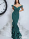 Sexy  Jersey Mermaid Off Shoulder V-Neck Stretchy Long Formal Prom Dresses, PDS0989