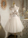 Sexy White Satin Spaghetti Straps V-Neck A-Line Mini Dresses/ Homecoming Dresses With Beading, PDS0534
