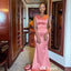 Elegant Soft Satin Bateau Spaghetti Straps Sleeveless Mermaid Floor Length Bridesmaid Dresses, BDS0286