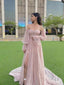 Cozy Pink Strapless Side Slit A-Line Floor-Length Prom Dresses PDS1146