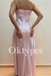 Baby Pink Satin Prom Dress with Ruched Bust and Evening Dress Spaghetti Straps