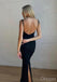 Sexy Black Spaghetti Strap Back Slit Women Floor-Length Prom Dresses PDS1199