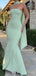 Elegant Mint-Green Strapless Mermaid Floor-Length Prom Dresses PDS1148