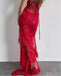 Red Appliqued Spaghetti Strap See Though Floor-Length Prom Dresses PDS1185