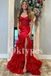 Mermaid Red Evening Dress featuring Sweetheart Neckline and Tiered Ruffle Prom Dress