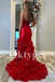 Mermaid Red Evening Dress featuring Sweetheart Neckline and Tiered Ruffle Prom Dress