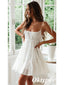 Sexy White Chiffon Spaghetti Straps Sleeveless A-Line Short Prom Dresses/Homecoming Dresses,PDS0497