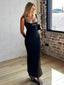 Sexy Black Spaghetti Strap Back Slit Women Floor-Length Prom Dresses PDS1199