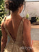 Gold Sparkly V-neck Sleeveless A-line Long Women Prom Dresses PDS1274