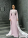 Simple High Neck Coral Full Sleeve Women Floor-Length Prom Dresses PDS1153