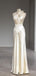 Simple White Pearl Halter Pleat Floor-Length Prom Dresses PDS1135