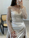 White Sparkly Long Sleeves Mermaid Floor-Length Women Prom Dresses PDS1259