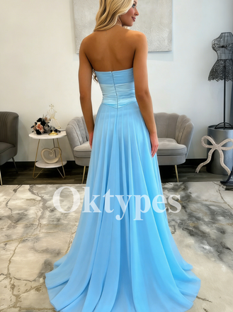 Elegant Satin Mermaid Gowns Corset Styles Long A-Line Strapless Dresses Evening Gowns