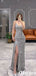 Bodycon Sliver Beading Spaghetti Straps Side Slit Mermaid Formal Dresses, PDS1050