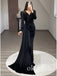 Elegant V-neck Long Sleeves Mermaid  Long Women Prom Dresses PDS1279