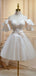 Beautiful White Appliqued Off Shoulder Women Mini Dresses Homecoming Dresses, PDS0558