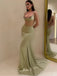 Green Herringbone Sweetheart Spaghetti Strap Mermaid Floor-Length Prom Dresses PDS1152