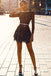 Sexy Black TulleRound Neck Long Sleeves A-Line Short Prom Dresses/Homecoming Dresses,PDS0501