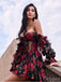 Sexy Ball Gown Black&Red Criss-Cross Sweetheart Off Shoulder Mini Dresses Homecoming Dresses, PDS0601