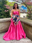 Sweety Satin Sweetheart A-Line Long Prom Dresses, PDS1013