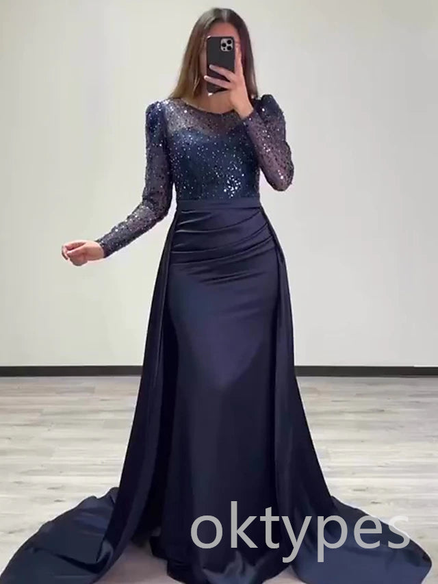 Sparkly Long Sleeves Mermaid Long Women Prom Dresses PDS1261