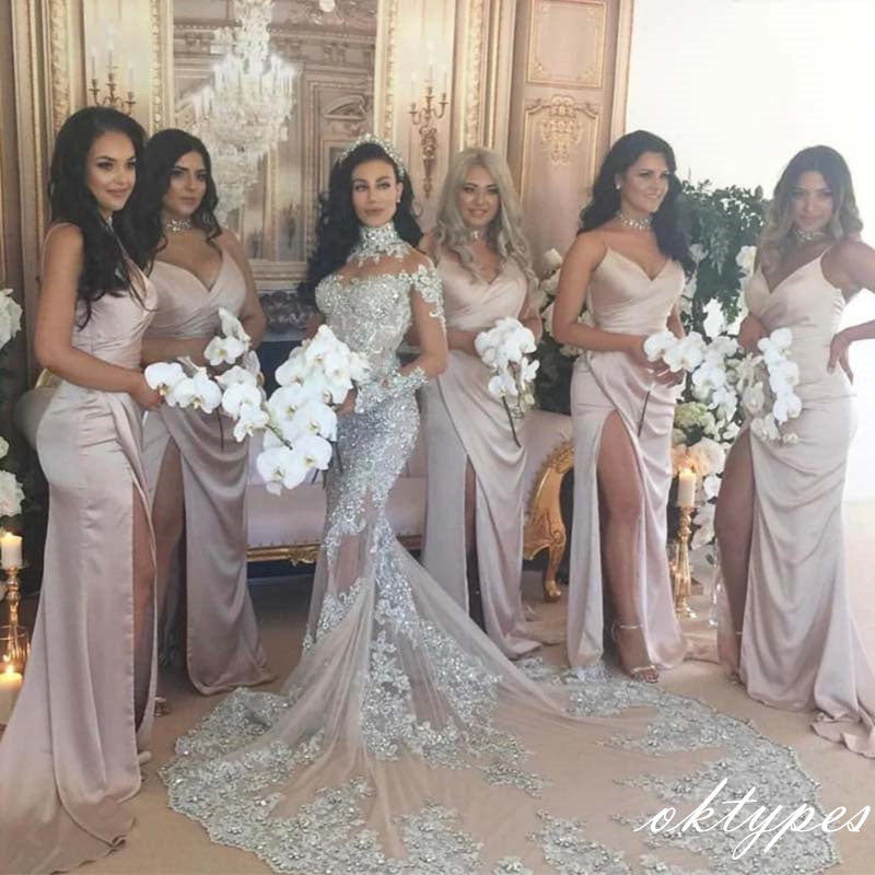 Elegant Coral Sweetheart Spaghetti Strap Side Slit Mermaid Bridesmaid Oktypes Elegant Coral Sweetheart Spaghetti Strap Side Slit Mermaid Bridesmaid Oktypes
