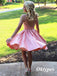 Sweet Soft Satin Spaghetti Straps Round Neck A-Line Mini Dresses/ Homecoming Dresses With Beading, PDS0545
