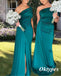Sexy Soft Satin One Shoulder Side Slit Mermaid Floor Length Bridesmaid Dresses With Trailing, BDS0274