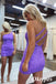 Sexy Purple Sequin One Shoulder Sheath Mini Dresses/ Homecoming Dresses,PDS0521