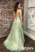 Sexy Sage Tulle And Lace Sweetheart Side Slit A-Line Long Prom Dresses, PDS1040