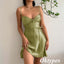 Sweety Green Elastic Satin Spaghetti Straps V-Neck A-Line Homecoming Dresses,PDS0514