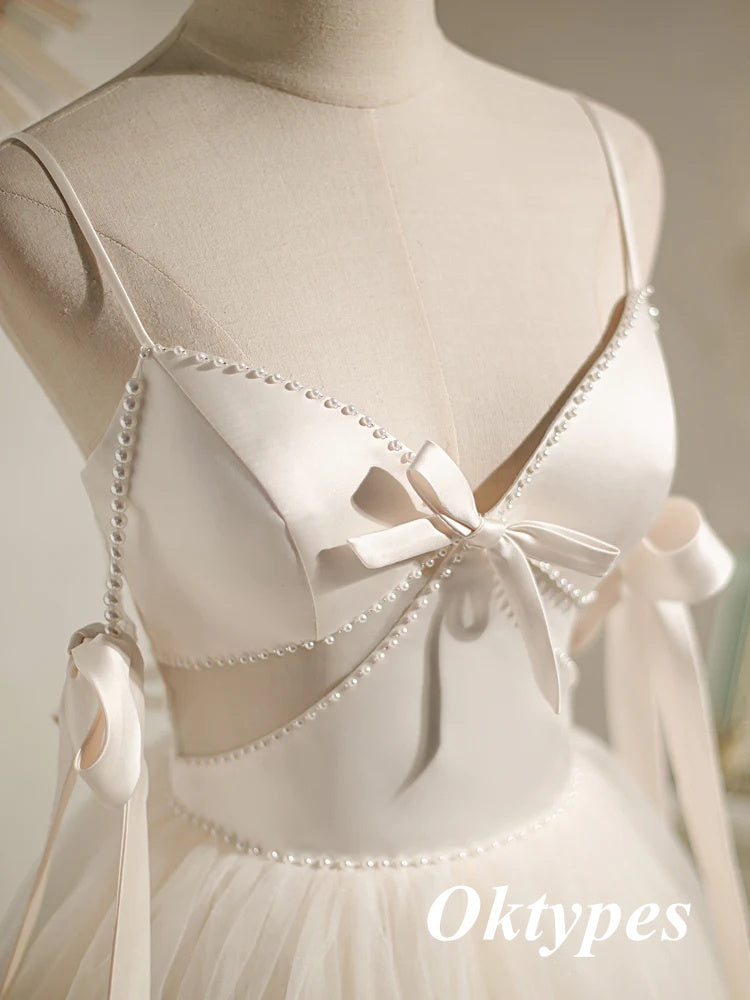 Sexy White Satin Spaghetti Straps V-Neck A-Line Mini Dresses/ Homecoming Dresses With Beading, PDS0534